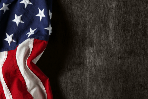  American flag on wooden background